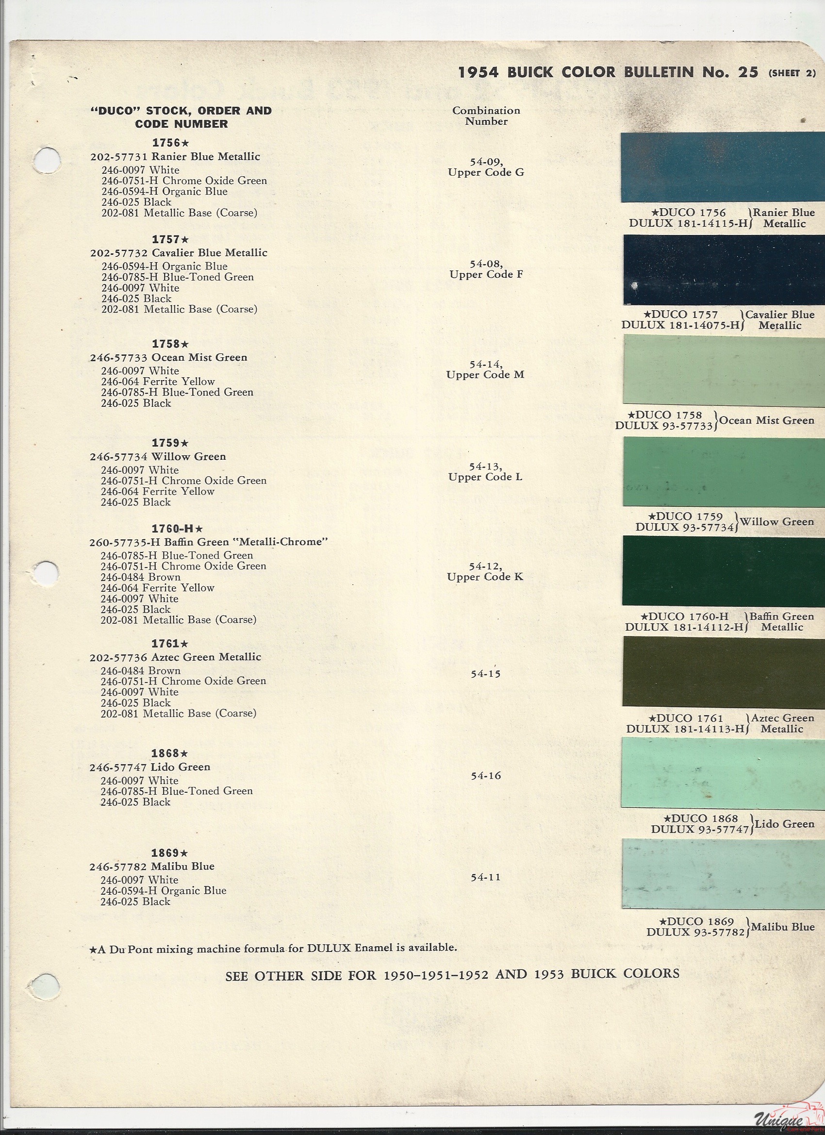 1954 Buick-2 Paint Charts